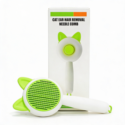 Pet hair comb with cat ear design