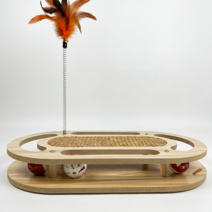 Interactive Wooden Cat Toy