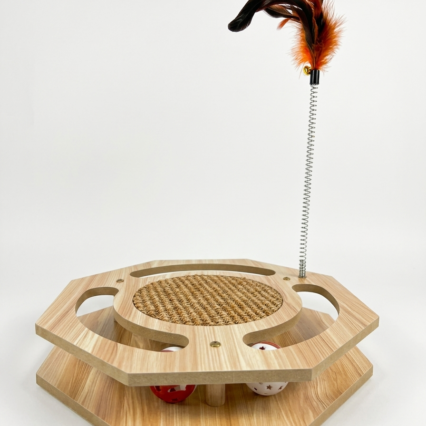 Interactive Wooden Cat Toy